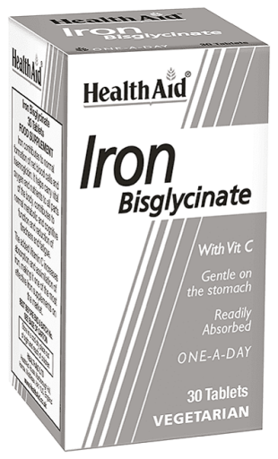 HealthAid Bisglycinat Eisen mit Vitamin C 30 Tabletten