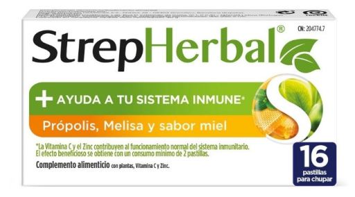 StrepHerbal Propolis und Zitronenmelisse Honiggeschmack 16 Lutschtabletten
