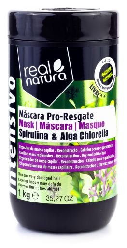 Real Natura Pro Resgate Spirulina & Chlorella-Algen salzfreie Haarmaske