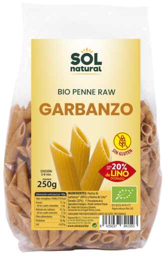 Sol Natural Bio-Kichererbsen-Flachs-Penne-Nudeln glutenfrei 250 gr