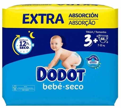 Dodot Trockene Babywindeln mit extra Absorption, Gr&ouml;&szlig;e 3 von 7 bis 11 kg, 66 Einheiten