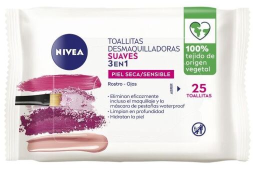 Nivea 3-in-1 weiche Make-up-Entferner-T&uuml;cher, 25 Einheiten