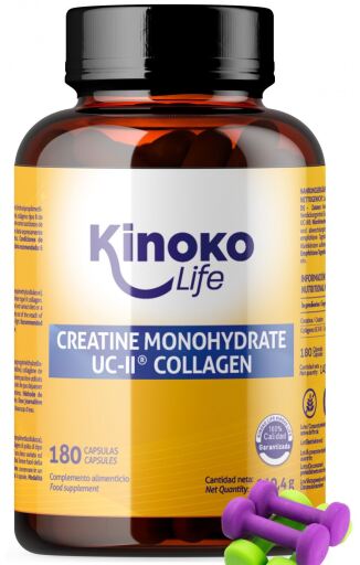Kinoko Life Kreatinmonohydrat 3000 mg mit Uc II Kollagen 180 Kapseln