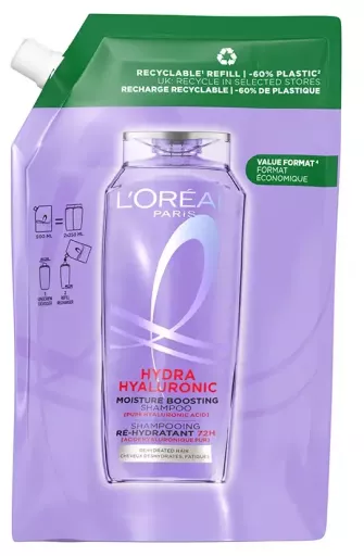 L'Or&eacute;al Paris Elvive Hydra Hyalurons&auml;ure-Shampoo 72H Feuchtigkeitspflege Nachf&uuml;llpackung 500 ml