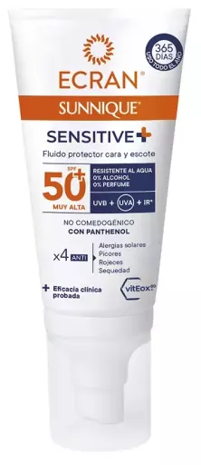 Ecran Sunnique Sensitive Gesichtscreme LSF 50+ 50 ml