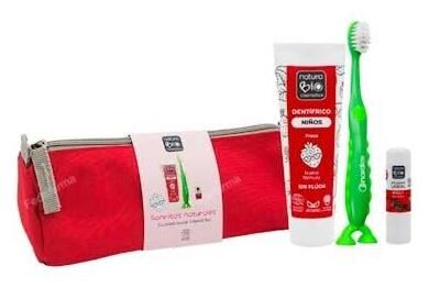NaturaBIO Cosmetics Rotes Mundhygiene-Set f&uuml;r Kinder, 4-teilig